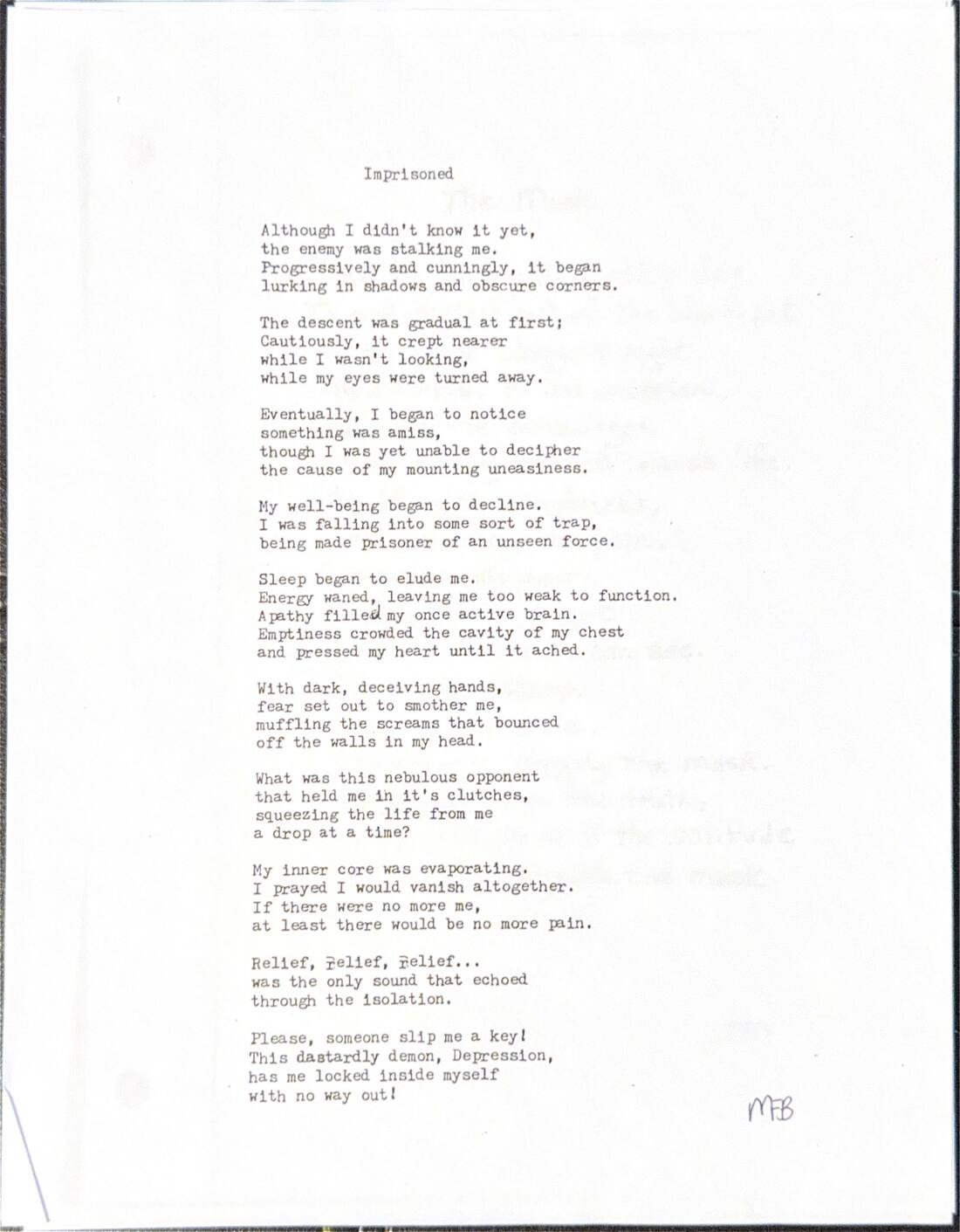 Typed poem: Imprisoned