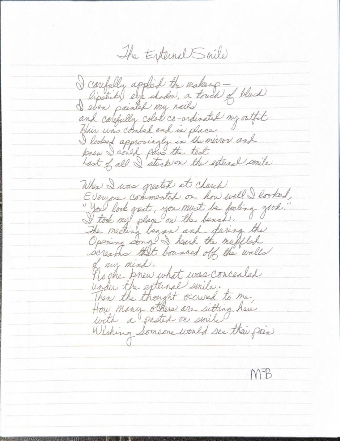 Handwritten poem: The External Smile