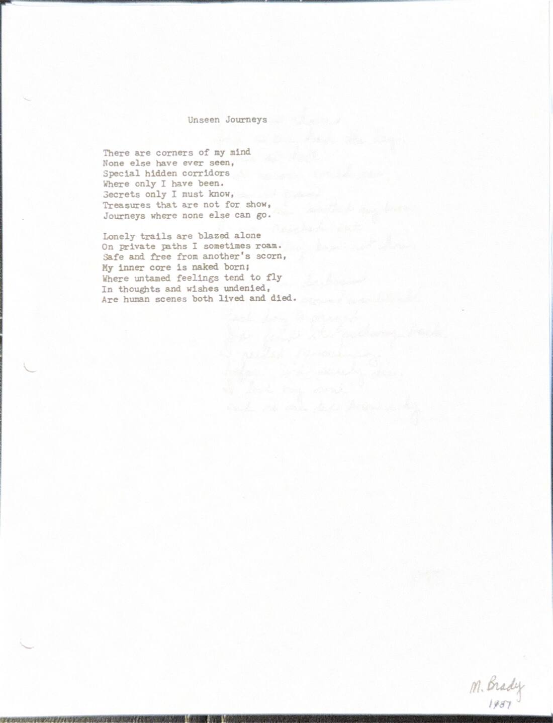 Typed poem: Unseen Journeys